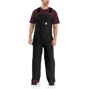 Carhartt 104031 - Washed Duck Bib Overalls - Quilt Lined - Black